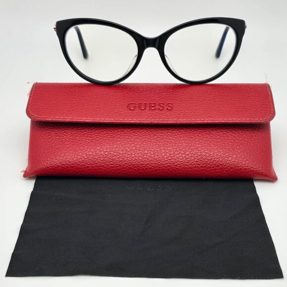 Guess Accessories - Guess GU2462A-3 001 Gloss Black Gold Cat Eye Eyeglasses Frame w/ Case 52-17-140